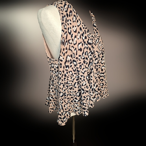 Davy n Dani Leopard Print Sleeveless Top Blouse Baby Doll Size Large - Picture 3 of 10